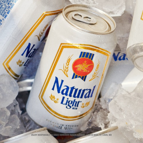 Natural Light beer from Sip N Burn Liquors, refreshing lager with a crisp taste, perfect for social gatherings and warm weather enjoyment.