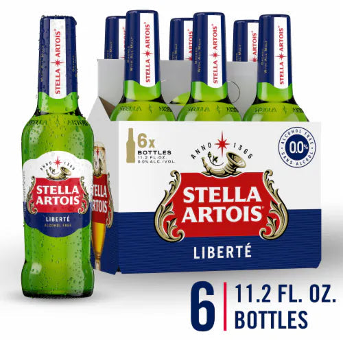 Stella Artois Libert 0.0% Non-alcoholic Beer 6x 12oz Bottles available at Sip N Burn Liquors