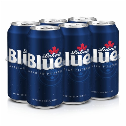 Labatt Blue Pilsner - 6x 355ml Cans available at Sip N Burn Liquors, premium Canadian beer with crisp taste and refreshing flavor.