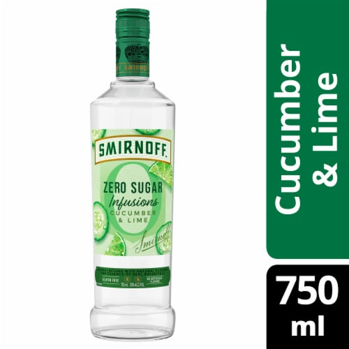 Smirnoff Zero Sugar Infusions Cucumber & Lime Flavored Vodka 750ml Bottle from Sip N Burn Liquors, perfect for refreshing cocktails and guilt-free sipping.