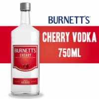 Burnetts Cherry flavored vodka bottle from Sip N Burn Liquors, featuring a vibrant label and rich cherry color, perfect for cocktails and mixed drinks.