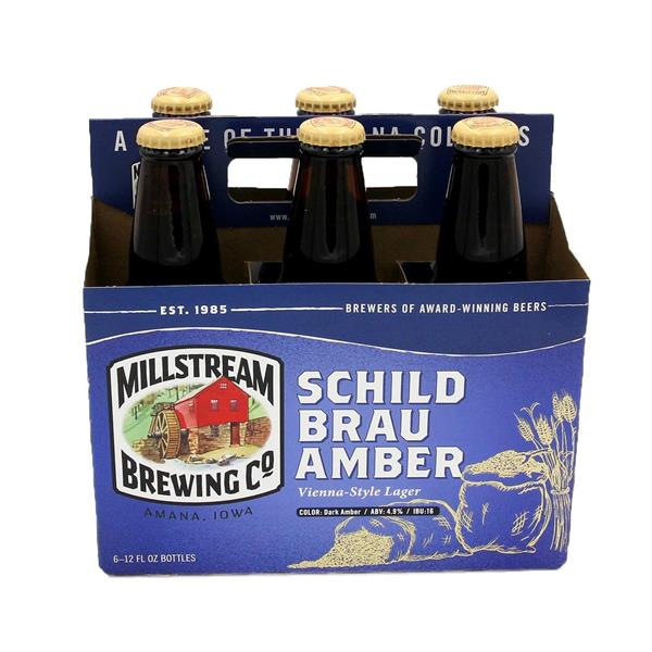 Millstream Schild Brau Amber 6-Pack from Sip N Burn Liquors – rich, smooth flavor craft beer with a vibrant amber color.