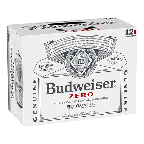 Budweiser Zero Non-Alcoholic Beer 6 Pack 12 Fl. Oz. Bottles from Sip N Burn Liquors - Enjoy the refreshing taste of classic Budweiser without the alcohol, perfect for any occasion.