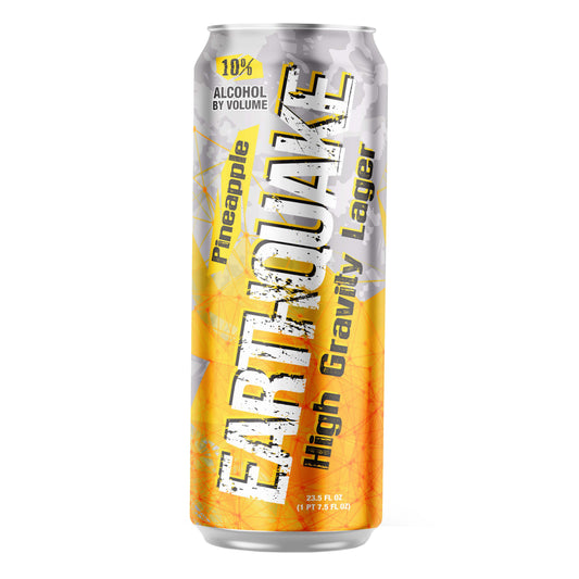 Earthquake Pineapple 23.5oz bottle available at Sip N Burn Liquors, featuring tropical pineapple flavor and bold packaging