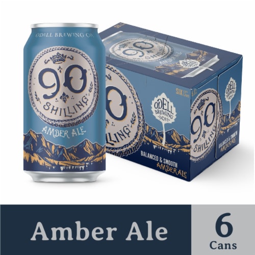 Odell Brewing Company 90 Shilling Amber Ale 6x12oz cans available at Sip N Burn Liquors, offering a rich and flavorful craft beer experience.