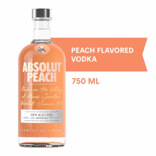 Absolut Peach Vodka Flavored 750ml Bottle available at Sip N Burn Liquors for refreshing fruit-infused cocktails and drinks.