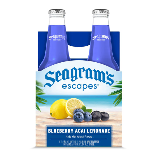 Seagrams Escape Blueberry Ice Lemonade 4pk bottles from Sip N Burn Liquors, refreshing fruity beverage for summer enjoyment