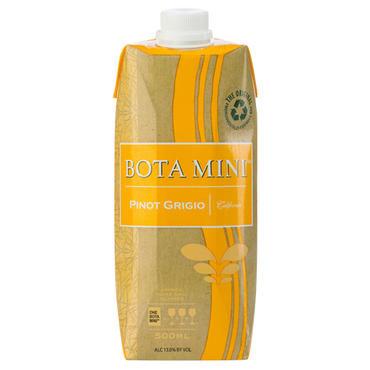 Bota Mini Pinot Grigio 500ml Tetra Pack from Sip N Burn Liquors, perfect for on-the-go enjoyment of crisp white wine.