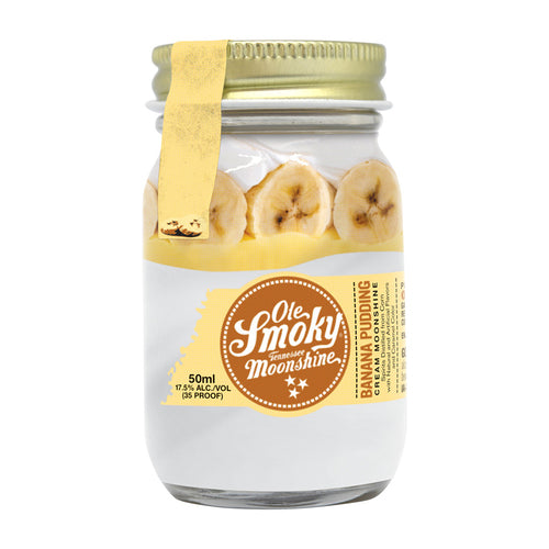 Ole Smoky Banana Pudding 50ml available at Sip N Burn Liquors, featuring a rich and creamy flavor profile perfect for dessert lovers.