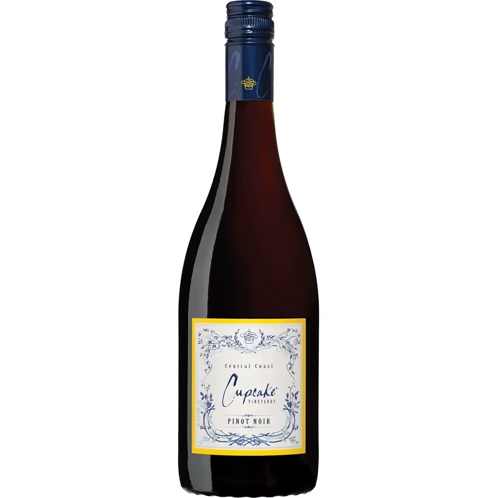 Cupcake Pinot Noir 750ml bottle from Sip N Burn Liquors, rich red wine with notes of cherry and vanilla, perfect for any occasion.