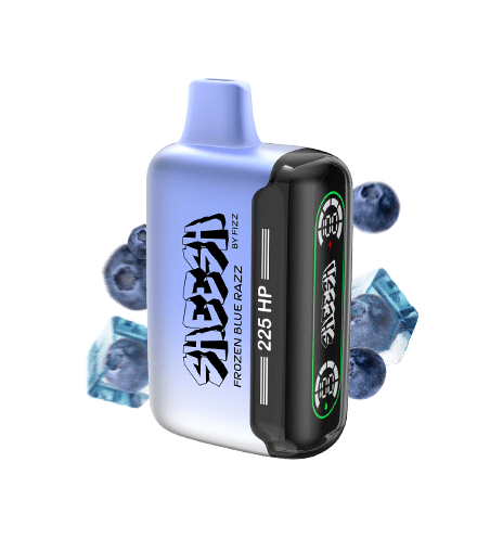 Frozen blue razz flavor from SHEESH available at Sip N Burn Liquors, a refreshing and vibrant beverage perfect for summer enjoyment.