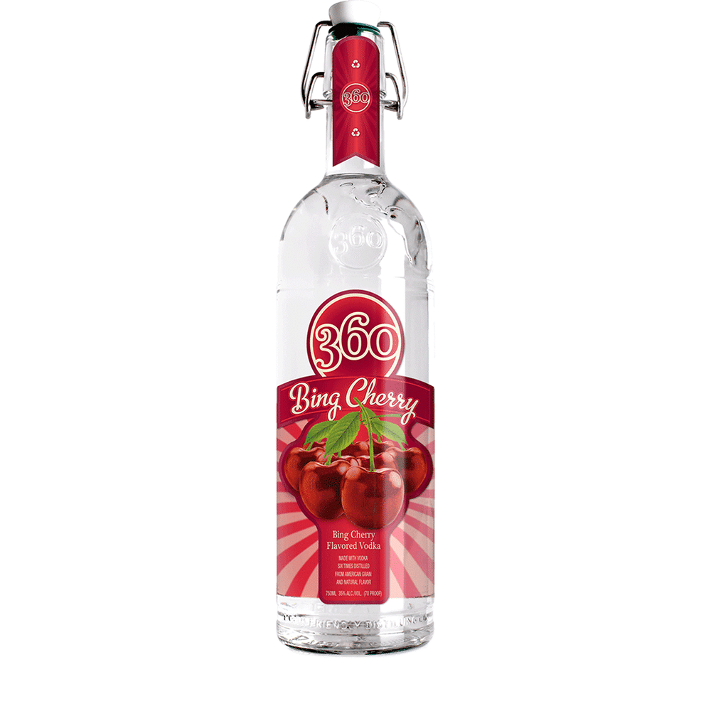 360 Vodka Bing Cherry Flavored 750ml Bottle available at Sip N Burn Liquors, perfect for crafting delicious cocktails and enjoying smooth sips.