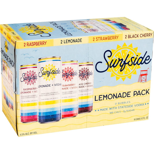 Surfside Lemonade and Tea Vodka Variety Pack 8cn Pack 12oz available at Sip N Burn Liquors, refreshing flavored vodka beverages perfect for summer sipping.