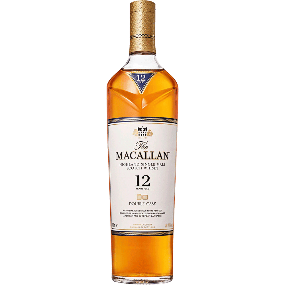 Macallan 12yr Double Cask Single Malt Scotch 750ml bottle at Sip N Burn Liquors, premium scotch whiskey with rich flavors and smooth finish.