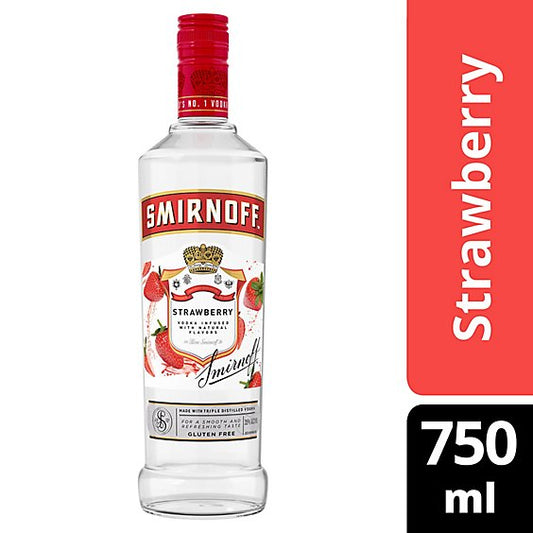 Smirnoff Strawberry Flavored Vodka 750ml Bottle at Sip N Burn Liquors, premium flavored vodka for refreshing cocktails and drinks.