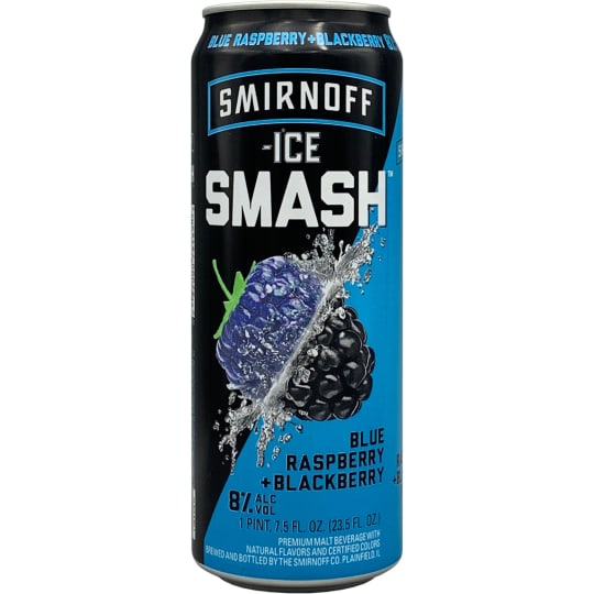 Smirnoff Ice Smash Blue Raspberry available at Sip N Burn Liquors - refreshing flavored malt beverage, perfect for summer enjoyment.