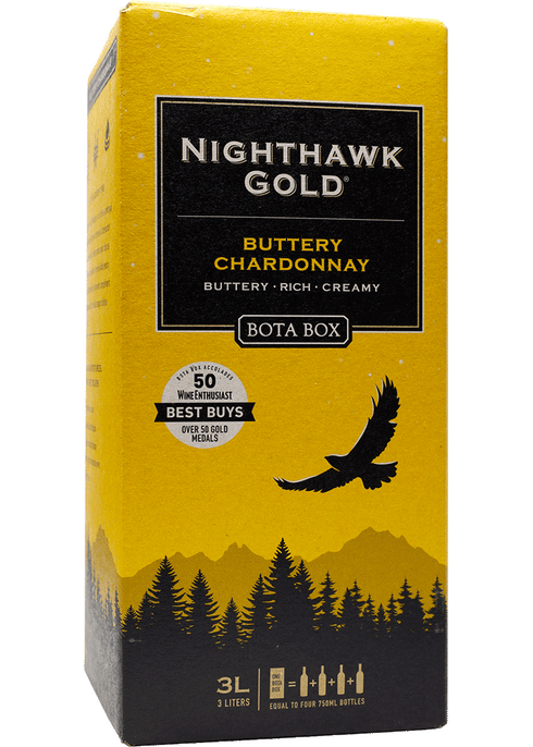 Bota Box Nighthawk Gold Buttery Chardonnay 3L wine box available at Sip N Burn Liquors, perfect for gatherings and events.