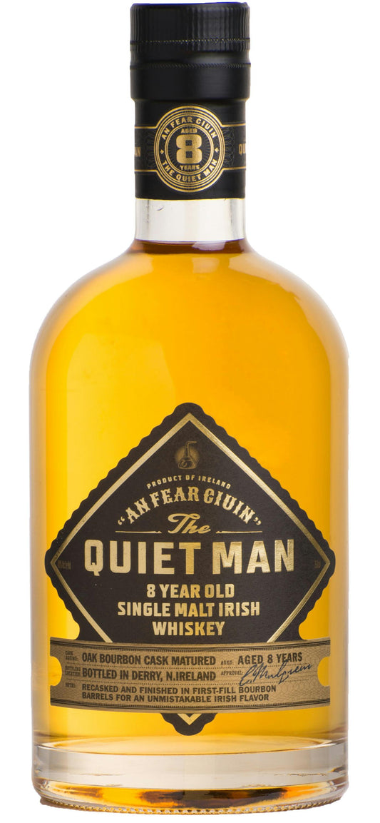 Quiet Man 8 Year Single Malt Irish Whiskey from Sip N Burn Liquors - premium Irish whiskey with rich flavors and smooth finish.