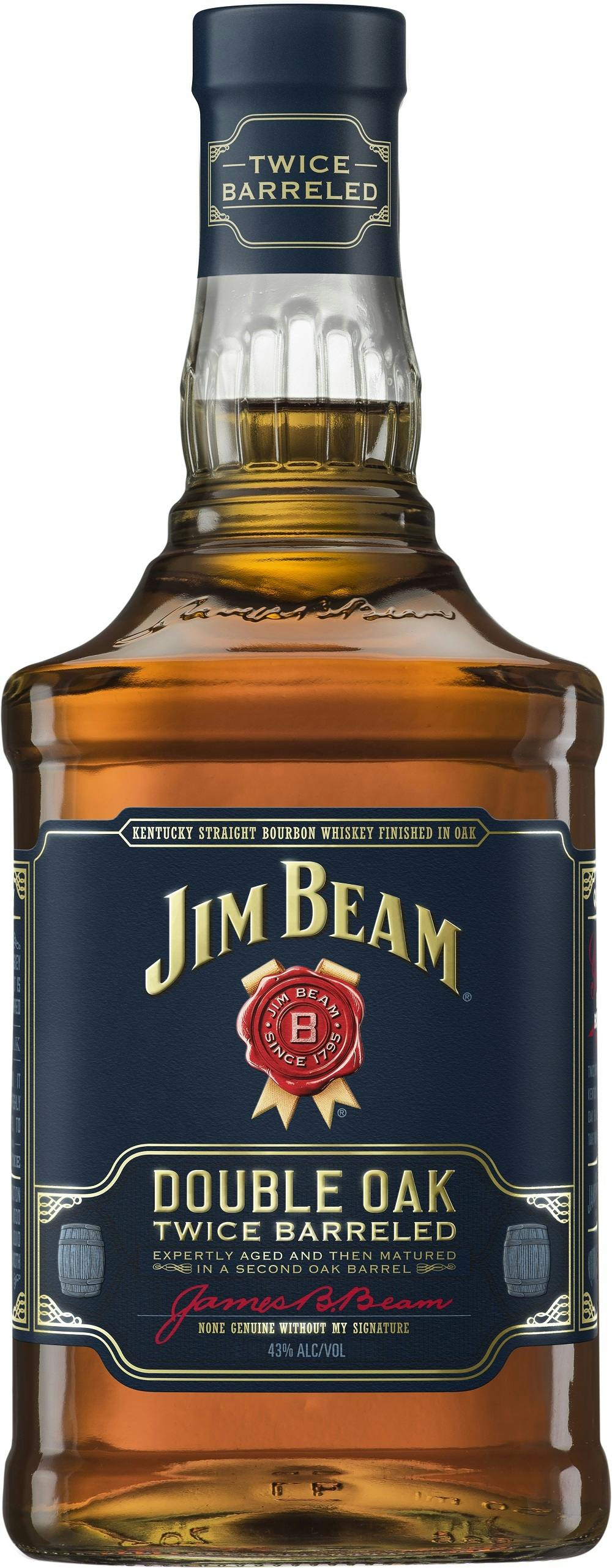 Jim Beam Double Oak Kentucky Straight Bourbon Whiskey bottle from Sip N Burn Liquors, premium handcrafted bourbon with rich flavors and a smooth finish.