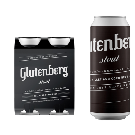 Glutenberg Stout Ale 4x16oz cans available at Sip N Burn Liquors, gluten-free craft beer option for stout lovers.