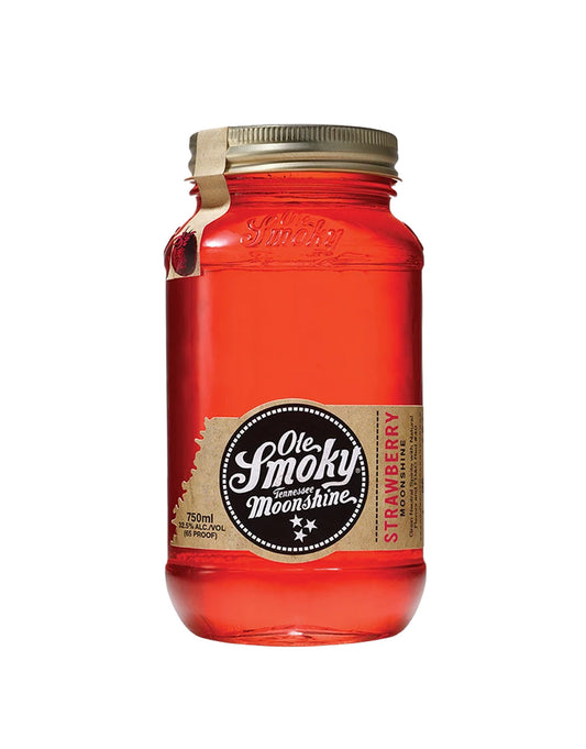 Ole Smoky Strawberry Lightnin' Moonshine Whiskey 750ml Jar from Sip N Burn Liquors - Enjoy the sweet taste of strawberries blended with smooth whiskey in this unique moonshine.