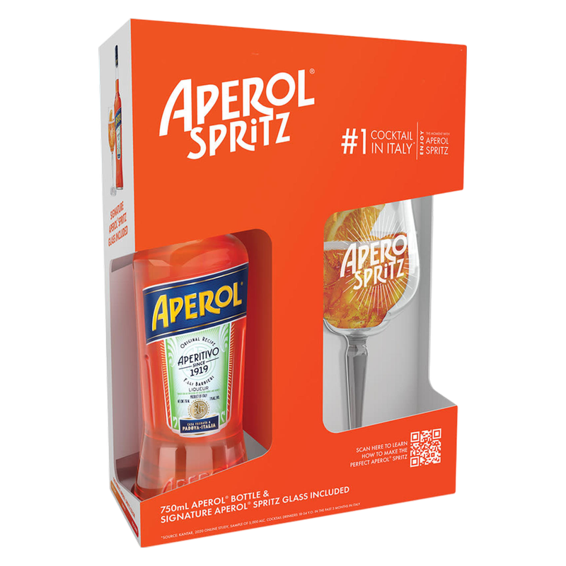 Aperol Summer Gift Pack with Spritz Glass available at Sip N Burn Liquors, perfect for enjoying refreshing summer cocktails.