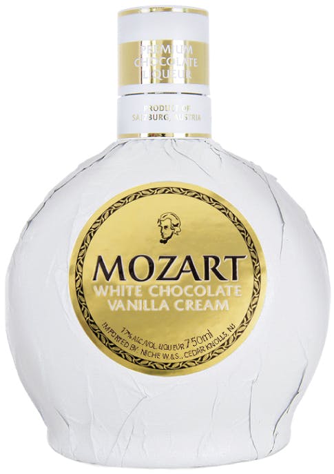 Mozart White Chocolate Vanilla Cream Liqueur 6pk 750ml available at Sip N Burn Liquors, perfect for indulgent cocktails and desserts.