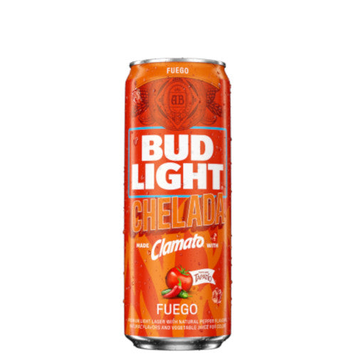 Bud Light Chelada Fuego Lager 25oz Can – Refreshing beer with a spicy twist available for delivery from Sip N Burn Liquors