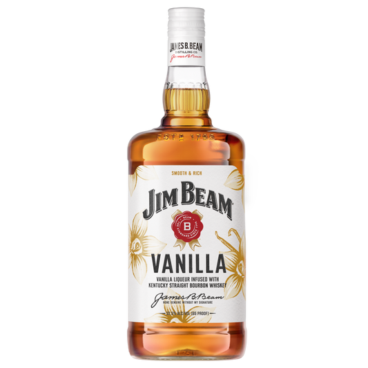 Jim Beam Vanilla Bourbon Whiskey 50 ml bottle available at Sip N Burn Liquors - a smooth blend of classic bourbon with rich vanilla flavor.