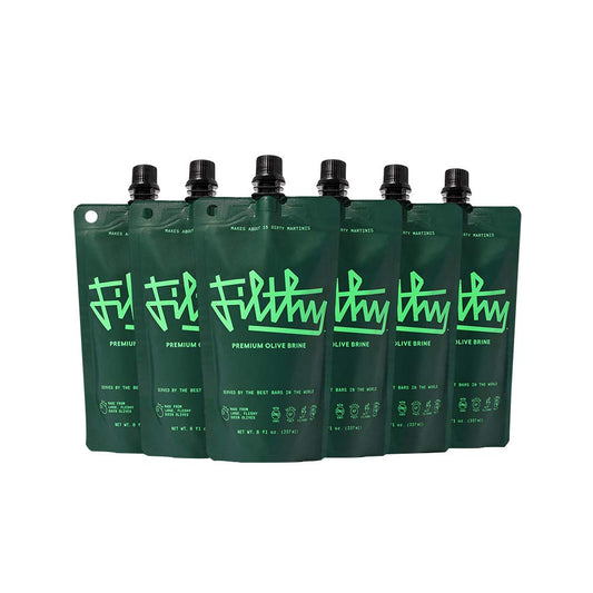 Filthy Olive Brine 2/6pk available at Sip N Burn Liquors, perfect for enhancing cocktails and adding bold flavor to your drinks.