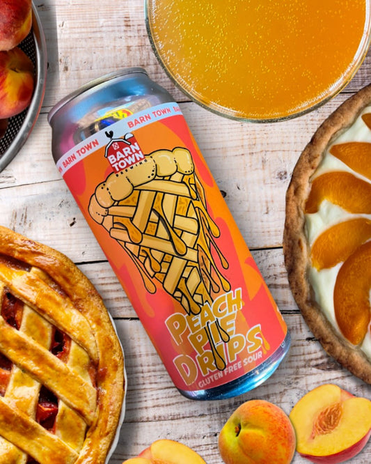 Barntown Peach Pie Drips from Sip N Burn Liquors - a deliciously fruity liqueur perfect for cocktails and desserts.