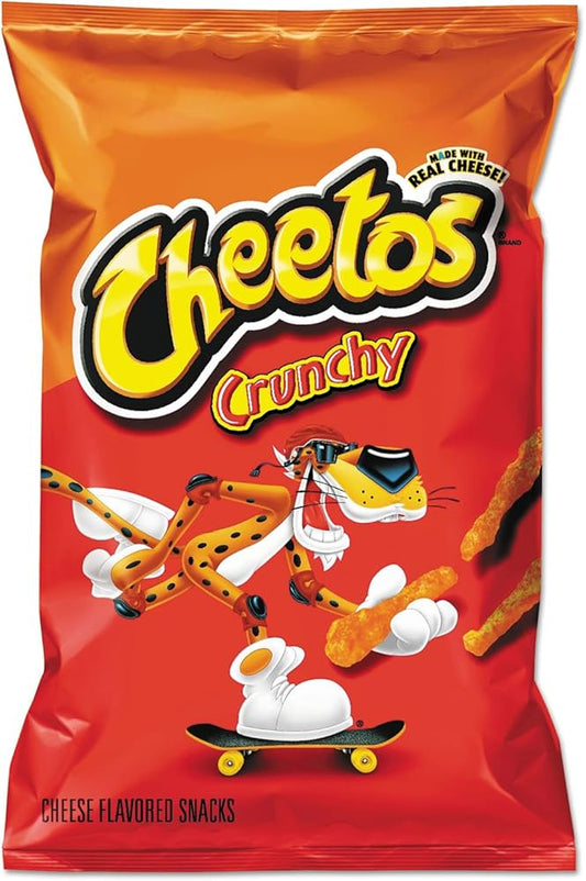 Cheetos Crunchy snack bags available at Sip N Burn Liquors, perfect for party munching and satisfying cravings.