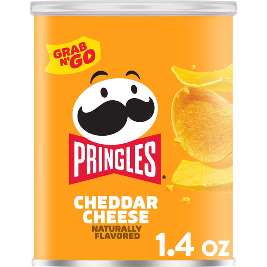 Pringles Potato Crisps Chips Cheddar Cheese 1.4oz can from Sip N Burn Liquors perfect for lunch snacks