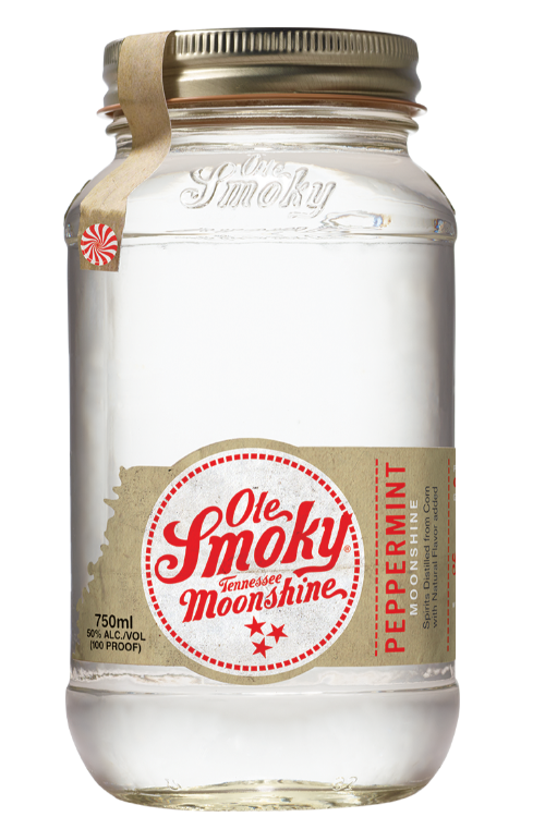 Ole Smoky Peppermint Moonshine White Whiskey 750ml Bottle available at Sip N Burn Liquors, a refreshing and festive spirit perfect for holiday celebrations and cocktails.