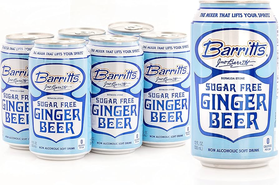 Barritt's Diet Ginger Beer 6-pack cans available at Sip N Burn Liquors for a refreshing beverage option.