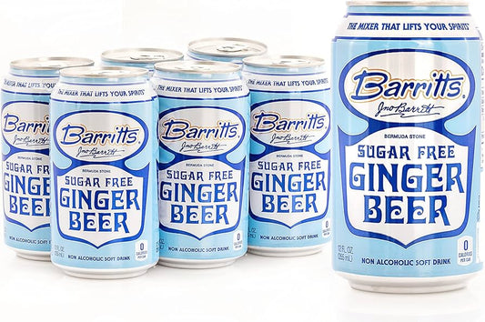 Barritt's Diet Ginger Beer 6-pack cans available at Sip N Burn Liquors for a refreshing beverage option.