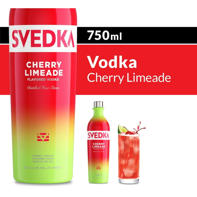 SVEDKA Cherry Limeade Flavored Vodka 750ml Bottle available at Sip N Burn Liquors, vibrant cherry and lime flavor perfect for cocktails.