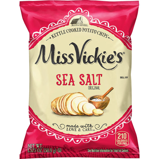 Miss Vickie's Kettle Cooked Sea Salt Potato Chips 1.375 Oz Bag available at Sip N Burn Liquors, perfect for satisfying snack cravings with crunchy, delicious flavor.