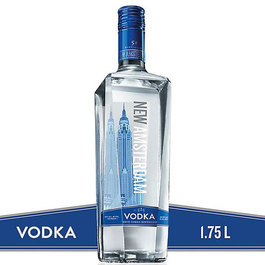 New Amsterdam 80 Proof Vodka 1.75L bottle available at Sip N Burn Liquors, high-quality vodka for cocktails and mixed drinks.