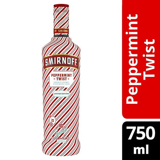 Smirnoff Peppermint Flavored Vodka 750ml available at Sip N Burn Liquors, perfect for festive cocktails and winter celebrations.