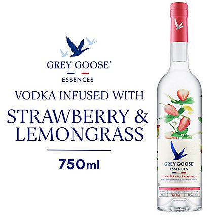 Grey Goose Essences Strawberry and Lemongrass 750ml - Sip N Burn Liquors premium vodka infused with natural flavors for a refreshing taste experience.