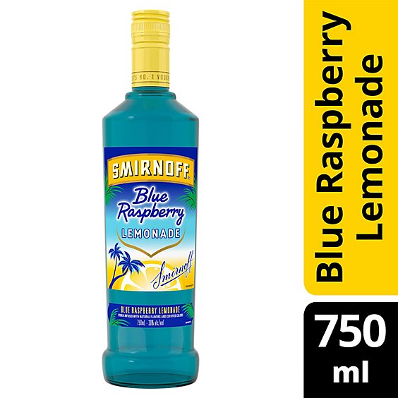 Smirnoff Blue Raspberry Lemonade Flavored Vodka 750ml available at Sip N Burn Liquors for refreshing cocktails and vibrant summer drinks.