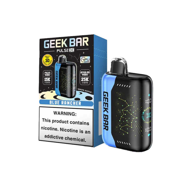 GEEK BAR PULSE X 25KPF Blue Rancher vaping device available at Sip N Burn Liquors