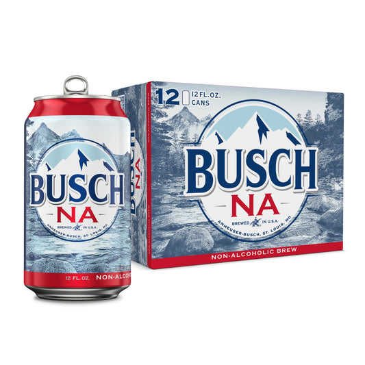 Busch Non Alcoholic Lager 12 Pack 12 Fl Oz Aluminum Cans 0.4% ABV - Sip N Burn Liquors