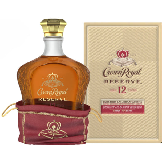 Crown Royal Reserve 12 Year whiskey bottle from Sip N Burn Liquors, premium Canadian whisky with rich flavors and smooth finish