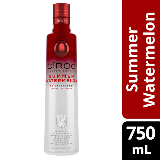 CIROC Limited Edition Summer Watermelon Flavored Vodka 750ml Bottle from Sip N Burn Liquors, a refreshing summer spirit with vibrant flavors perfect for cocktails and celebrations.