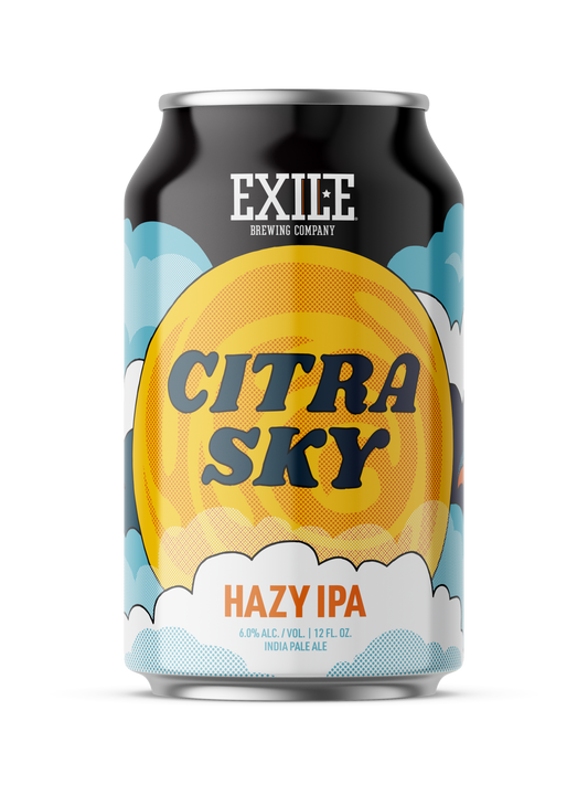 Exile Citra beer from Sip N Burn Liquors – a refreshing citrus-flavored brew perfect for any occasion.