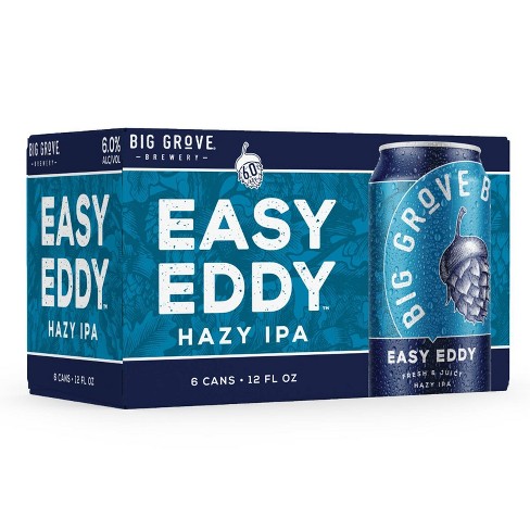 Easy Eddy fresh and juicy hazy IPA from Sip N Burn Liquors, featuring vibrant citrus flavors and a hazy golden appearance, perfect for a refreshing drink experience.