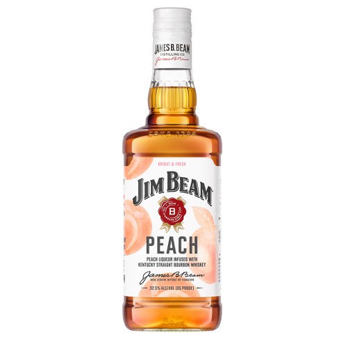 Jim Beam Peach Bourbon Whiskey 750ml Bottle available at Sip N Burn Liquors, a refreshing and fruity twist on classic bourbon with peach flavor.