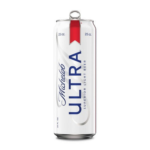 Michelob Ultra 25oz beer can available at Sip N Burn Liquors, perfect for refreshing moments and enjoying with friends.